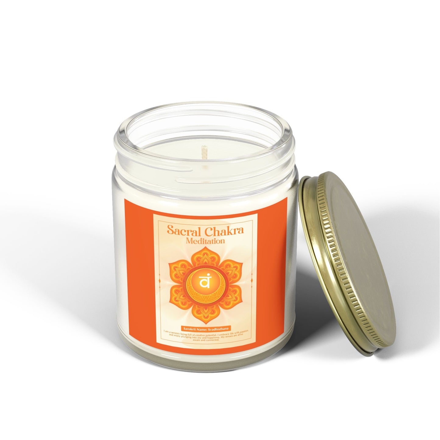 Sacral Chakra Scented Candles, Coconut Apricot Wax (9oz)