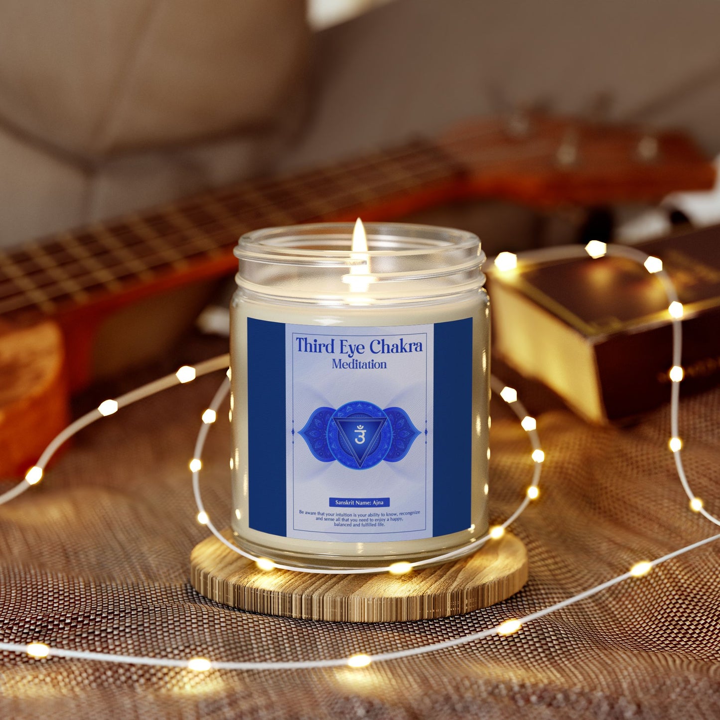 Third Eye Chakra Scented Candles, Coconut Apricot Wax (9oz)