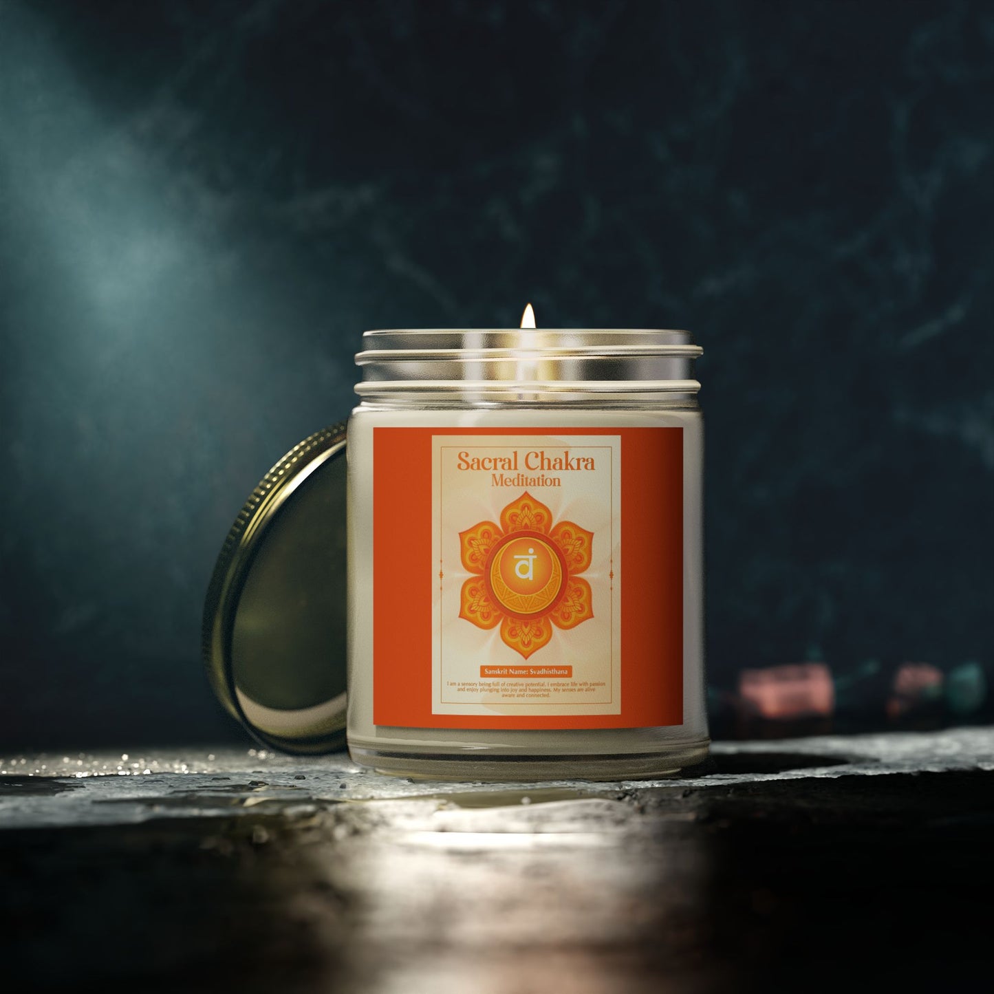 Sacral Chakra Scented Candles, Coconut Apricot Wax (9oz)