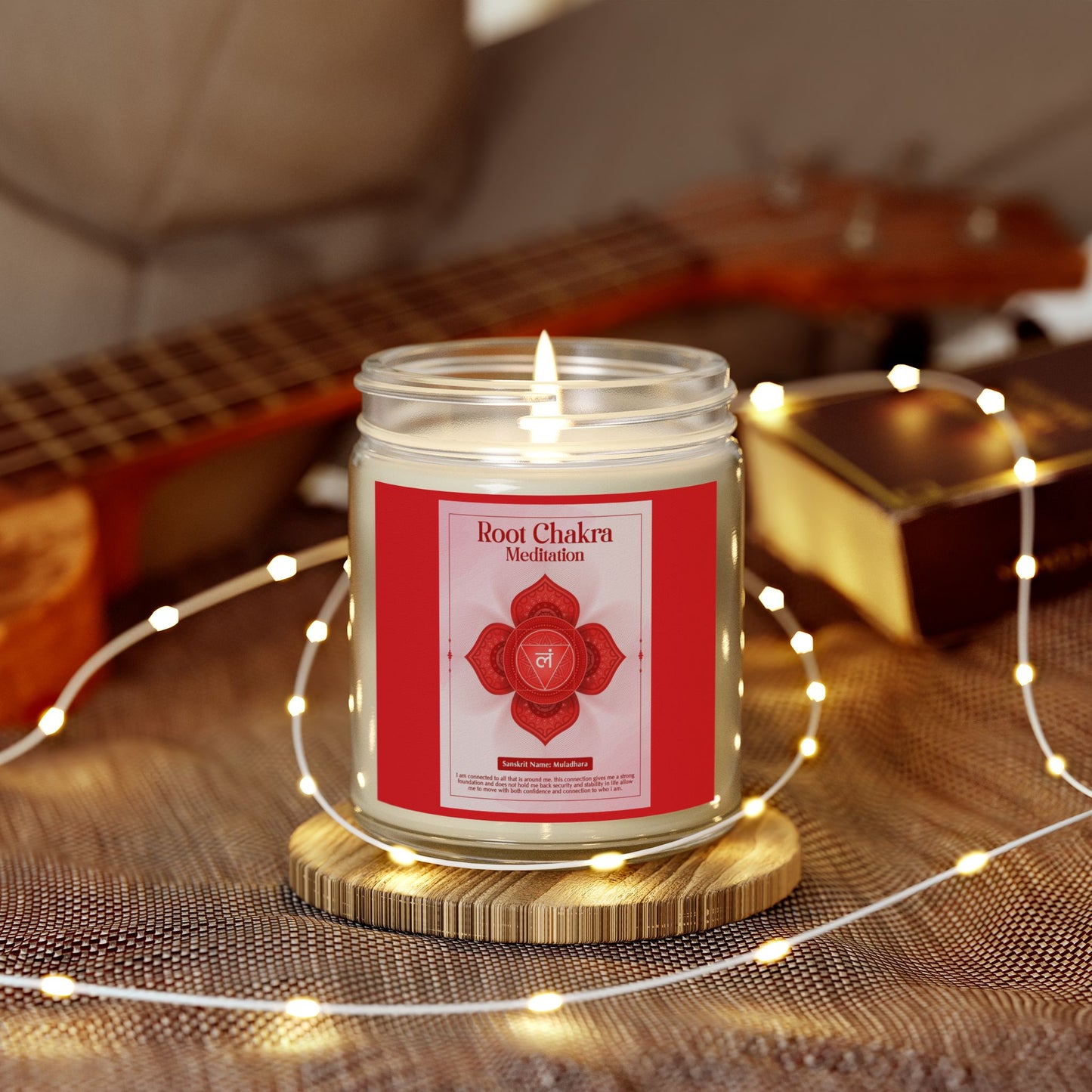 Root Chakra Scented Candles, Coconut Apricot Wax (9oz)