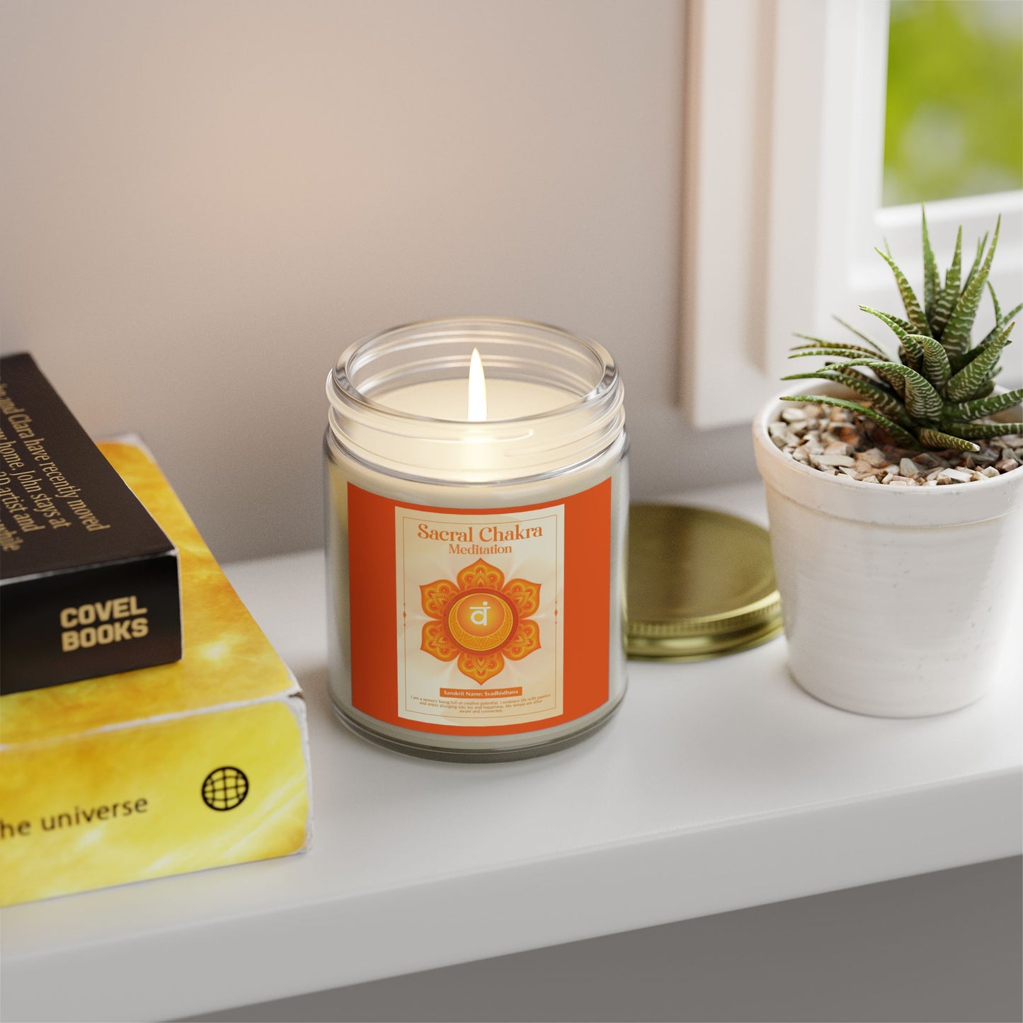Sacral Chakra Scented Candles, Coconut Apricot Wax (9oz)