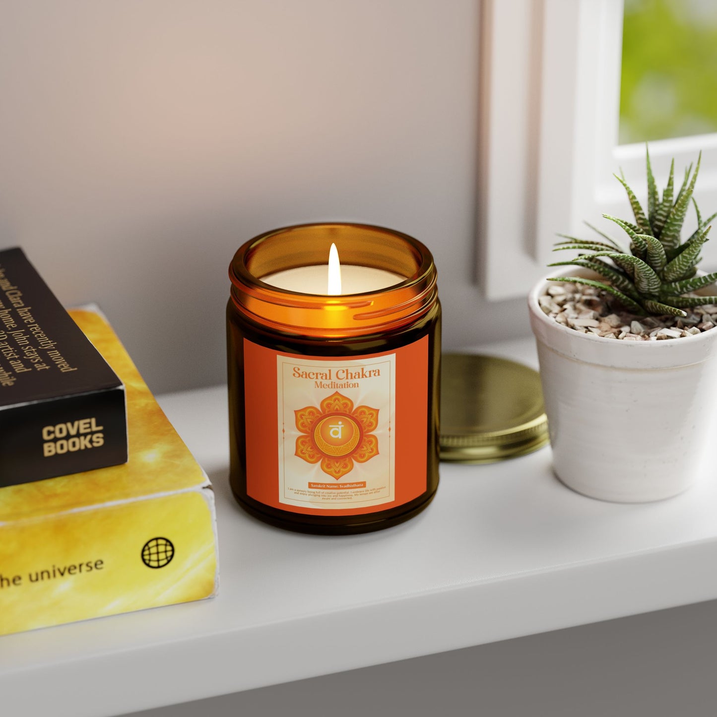 Sacral Chakra Scented Candles, Coconut Apricot Wax (9oz)