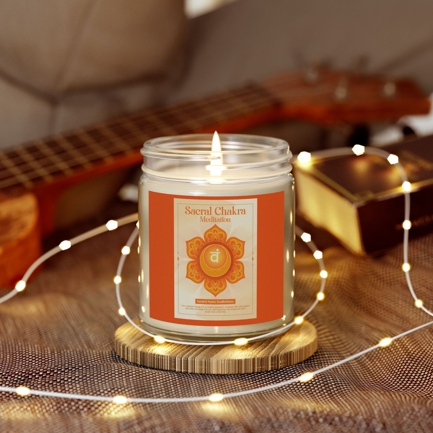 Sacral Chakra Scented Candles, Coconut Apricot Wax (9oz)