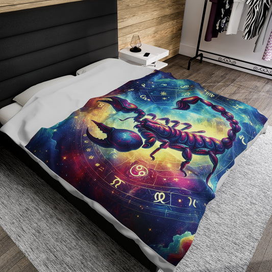 Scorpio Vibes Colorful Plush Blanket - Bold Zodiac Comfort