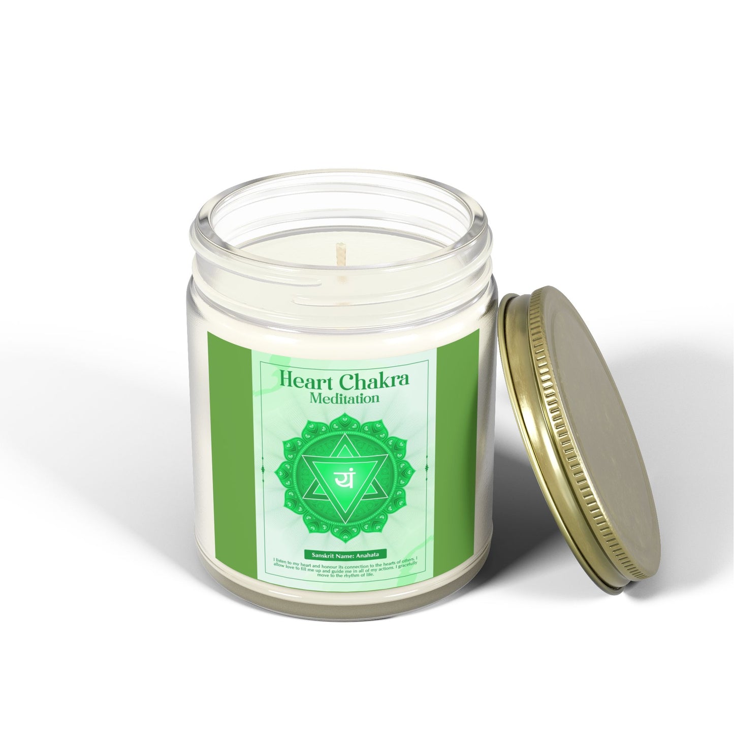 Heart Chakra Scented Candles, Coconut Apricot Wax (9oz)