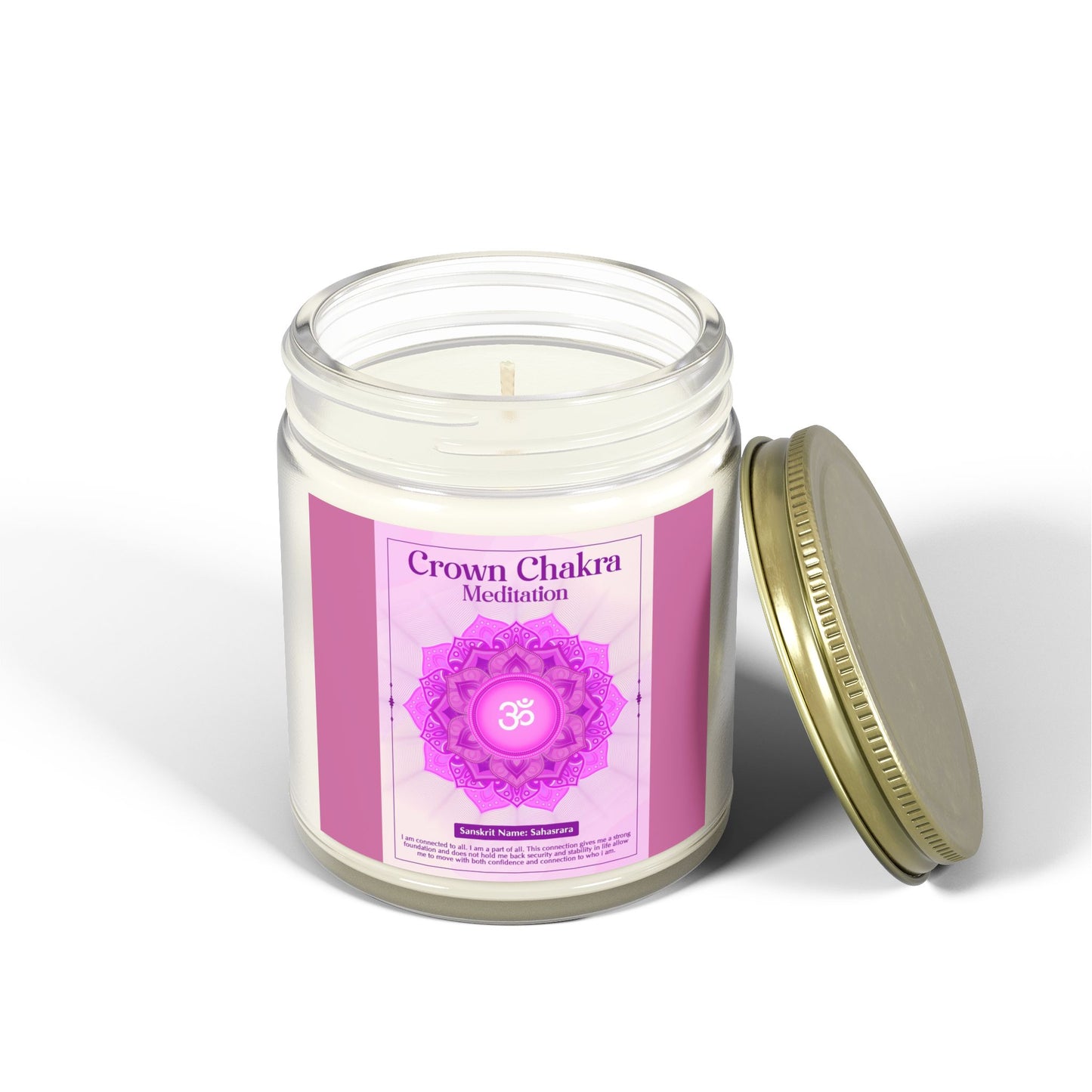 Crown Chakra Scented Candles, Coconut Apricot Wax (9oz)