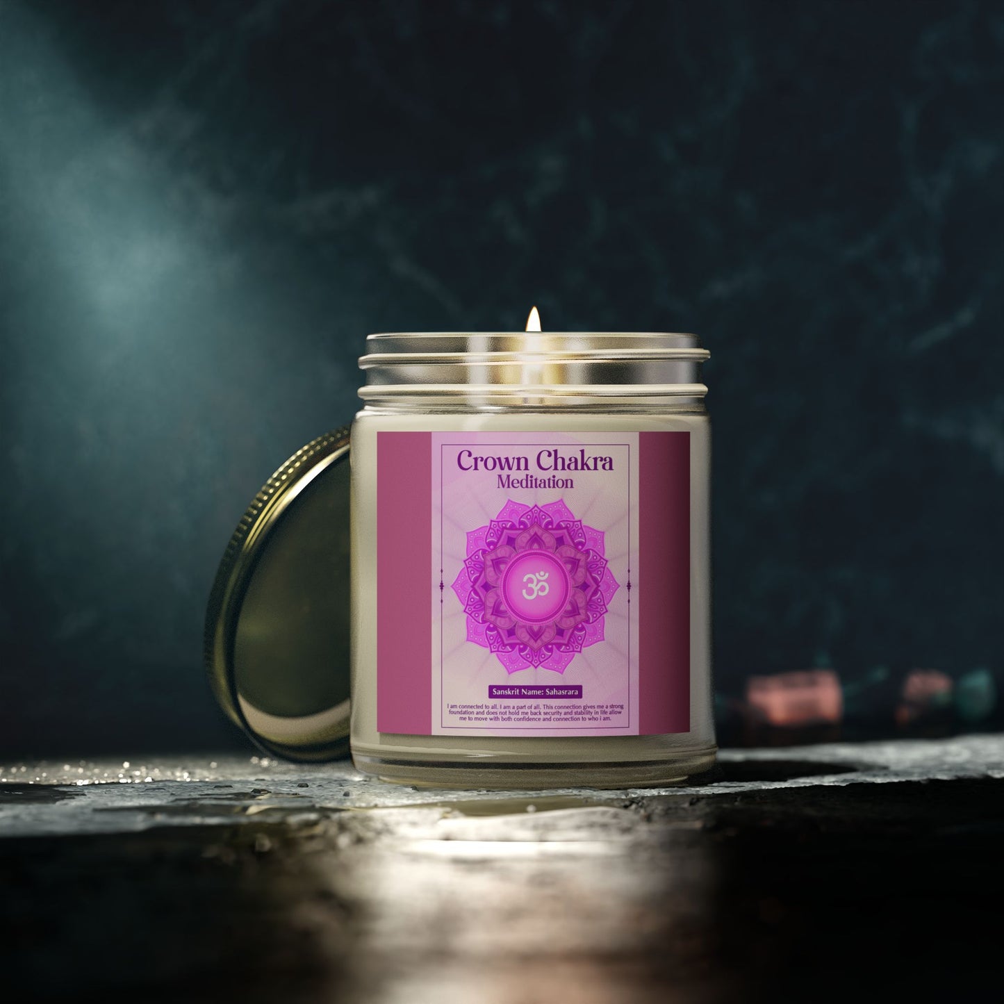 Crown Chakra Scented Candles, Coconut Apricot Wax (9oz)